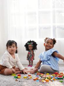 可愛卡通娃娃14英寸軟橡膠玩具,適合寶寶和女孩陪伴,包括娃娃