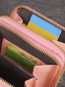 件粉紅色迷你時尚百搭單肩包和斜背包，帶有刺繡細節，可存放手機、硬幣和其他小物品 - 粉色 - 查看 9