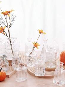 玻璃花瓶,白色花瓶批售,適用於鮮花的小花瓶,透明中心裝飾,婚禮桌面裝飾,大量批發的鄉村婚禮裝飾,沉穩簡約的復古風格家庭桌面花卉裝飾 - 無色 - 查看 1