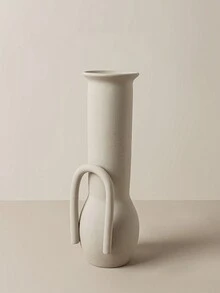 1入白色圓形陶瓷花瓶,創意ins風格霧感花瓶,適用於桌面、走廊、客廳、臥室家居裝飾