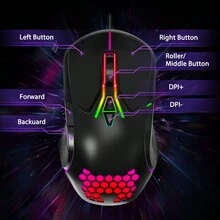 Mouse Gamer Profesional CW902 para Videojuegos con LED RGB - Negro - Ver 4