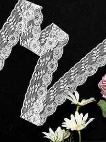 復古 10 碼 20 碼蕾絲絲帶編織圖案優雅白色手工蕾絲裝飾 - 復古風格蕾絲布料 - 蕾絲材質非常適合各種圖案縫紉、工藝品、婚禮絲帶、花絲帶娃娃製作蝴蝶結 Diy 禮物包裝裝飾 - 100% 尼龍 - 白色 - 查看 4