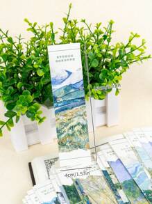 30入組世界名畫書籤復古星空閱讀書簽文具材料學校辦公用品 - 綠色 - 查看 5