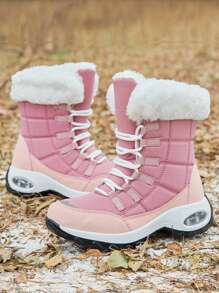 Women's Winter Thickened Cushioning Snow Boots With Thick Fleece, New 2023 Outdoor Sports Anti-slip High-top Warm Shoes, -padded New 2023 Outdoor Sports Anti-slip High-top Boots - Pink - View 4