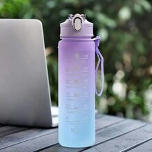 Large Capacity Pink Gradient Scale Water Bottle - Pink - View 6