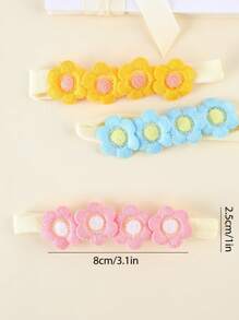 6入組實色針織花裝飾頭帶,可愛繽紛彈性結繩女寶寶,婚禮派對攝影髮飾