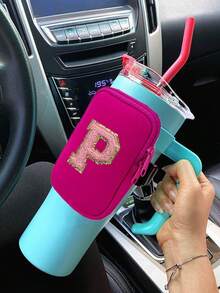 1個多功能水瓶套,配有可調節的肩帶,隔熱杯套和包,完美收納卡片,手機,鑰匙,錢包和耳機,適用於女性健身杯配件收納袖口袋 - 珊瑚粉 - 查看 7