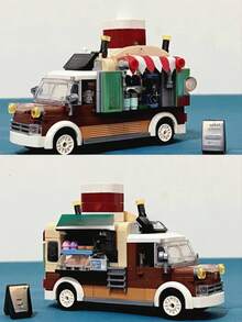 Conjunto De Mini Bloques De Construcción Para Vehículo De Café - Marrón - Ver 2