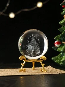 1个创意可爱圣诞装饰水晶球摆件，饰有圣诞老人、雪人和驯鹿图案。采用人造水晶材质，激光雕刻而成，是家居装饰和礼品的理想之选。 - 彩色 - 查看 2
