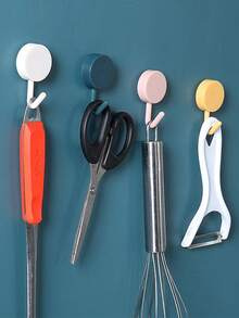 10pcs Mini Cute Adhesive Heavy Duty Wall Hooks, No Trace, Dorm Decorations, Household Use - Pink - View 6