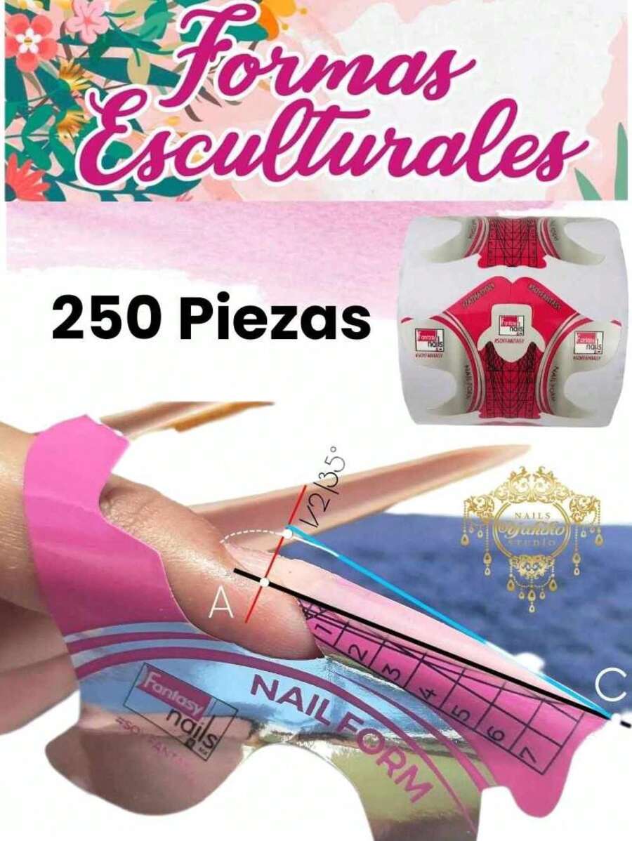 250 Pieces Shape #7 Labels For Sculptural Nails Fantasy Nails - Hot Pink - View 1