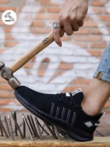 1 Pair Steel Toe Work Shoes, Skid-Proof, Wear-Resistant, Comfortable, Breathable, Lightweight, Puncture-Proof, Impact-Resistant For Construction Sites, Factories, Mechanical And Chemical Plants Etc. - White - View 2