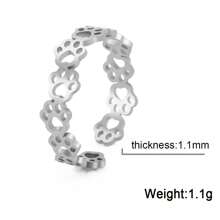 1件女性不銹鋼可調節動物包裹開放式戒指,情人節時尚日常配飾,周年紀念禮物