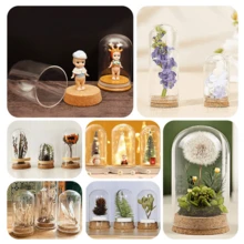 1袋4入組玻璃展示圓頂,玻璃鐘形罩及基座裝飾罐,可用於花草儲存,家居裝飾,聖誕派對優惠裝飾 - 白色 - 查看 4
