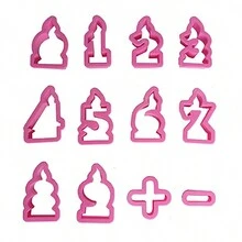 12入組粉紅色數字造型蠟燭,可用於生日派對,餅乾和果凍裁切,巧克力和蛋糕和甜點模具,製皂,廚房烘焙工具 - 粉色 - 查看 3