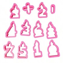 12入組粉紅色數字造型蠟燭,可用於生日派對,餅乾和果凍裁切,巧克力和蛋糕和甜點模具,製皂,廚房烘焙工具 - 粉色 - 查看 5