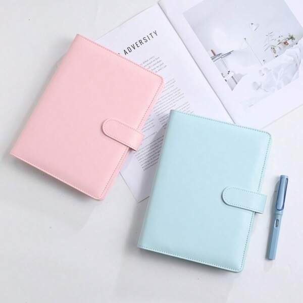 A5/A6 PU Leather Binder Budget 6 Ring Notebook With Stylish Design ,Personal Organizer Binder Cover With Magnetic Buckle Closure Back To School