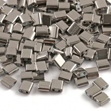 日式雙孔種珠台灣二孔玻璃赤鐵礦條珠,鑽石手鍊零配件,波西米亞風格珠寶配件 - 彩色 - 查看 13