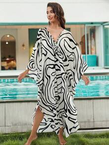 Lỏng lẻo tay cánh Áo choàng Thổ Nhĩ Kỳ Nhà Đầm - Đen và trắng - Xem 6