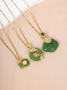 1 件不銹鋼寶石吊墜女士項鍊 - 彩色 - 查看 3