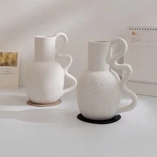 1pc Wabi-Sabi Style Ceramic Vase, INS Decor, Modern Minimalist Home Decoration Ceramic Crafts For Living Room, Study, Tabletop - Black and White - View 1