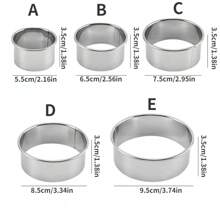 1pc Stainless Steel Round Cake Rings Biscuit Molds DIY Pastry Dumpling Skin Cutting Tools Fondant Pie Press Kitchen Gadgets Geometric Flower Shaped Chocolate Candy Decorating Molds Essential Baking Accessories for Home Kitchen - Silver - View 2