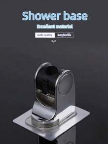 免打孔浴室神器,通用花灑頭、壁掛式花灑頭、雨淋式吊噴花灑套裝、底座固定 - 銀色 - 查看 3