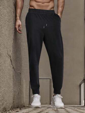 1pc breathable solid-colored men's athletic long pants