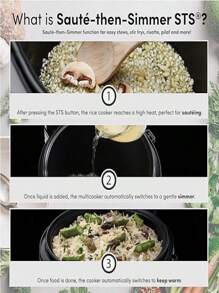 MARVAL TECH- Aroma Professional Plus - Arrocera, Olla De Coccion Lento, Vaporera, Digital Professional, Múltiples funciones, Plateado - Plateado - Ver 3