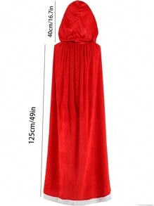 1 Pieza De Disfraz De Cosplay De Caperucita Roja Larga Para Adultos Con Capa Roja De Navidad, Ropa De Actuación De Fiesta - Rojo - Ver 6