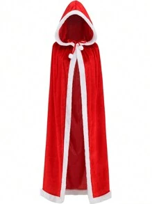 1 Pieza De Disfraz De Cosplay De Caperucita Roja Larga Para Adultos Con Capa Roja De Navidad, Ropa De Actuación De Fiesta - Rojo - Ver 1