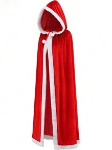 1 Pieza De Disfraz De Cosplay De Caperucita Roja Larga Para Adultos Con Capa Roja De Navidad, Ropa De Actuación De Fiesta - Rojo - Ver 3