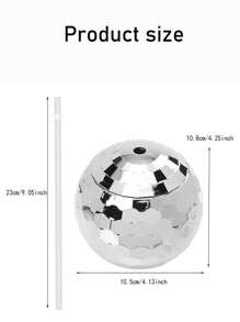 1 Pièce Coupe En Plastique En Forme De Boule Disco, Électrodéposée Multicolore, 600 Ml, Décoration De Salon, Avec Paille, Tasse À Boire, Préférée Des Filles