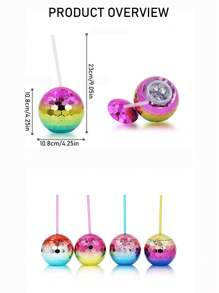 1 Pièce Coupe En Plastique En Forme De Boule Disco, Électrodéposée Multicolore, 600 Ml, Décoration De Salon, Avec Paille, Tasse À Boire, Préférée Des Filles