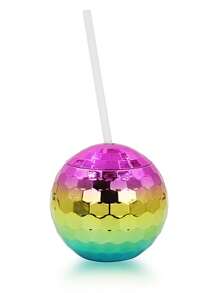 1 Pièce Coupe En Plastique En Forme De Boule Disco, Électrodéposée Multicolore, 600 Ml, Décoration De Salon, Avec Paille, Tasse À Boire, Préférée Des Filles