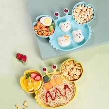Baby Plates with Divided Bamboo Baby Self Feeding Training Set Microwave Dishwasher Safe Baby Eating Essentials - 黃色 - 查看 4