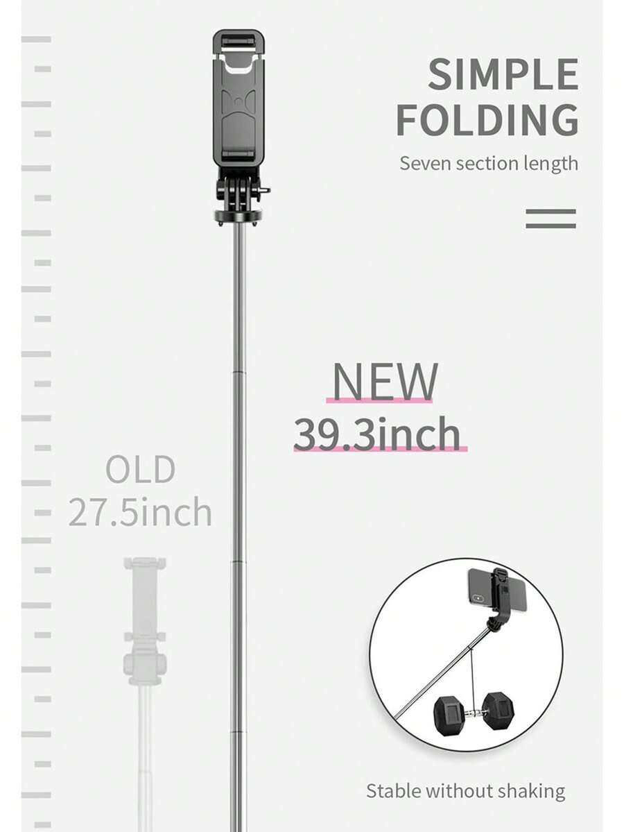 INRAM Q01 Upgraded 101cm Extendable Bluetooth Wireless Selfie Stick