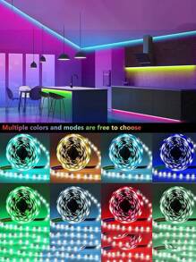 RGB 5V智能LED燈帶，配有44鍵遙控器，適用於家居裝飾、電視、電腦、臥室、遊戲顯示器、婚禮、生日派對、臥室夜燈（電池供電的遙控器） - 彩色 - 查看 5