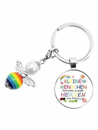 KLEINE MENSCHEN brauchen so große Herzen wie Ihr Abschiedsgeschenk für Erzieher, Schlüsselanhänger mit Kindergarten Spruch, Auto Zubehör, Taschenbaumler, Schule