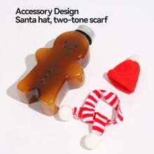 6pcs, Christmas Water Bottle, Snowman Bear Bottle, Gingerbread Man Bottle, Milk Tea Drinking Cup, Holiday Christmas Gifts, Xmas Decoration, Christmas Decoration