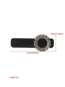 1 Pieza Pinza Para El Pelo De Felpa Circular Con Diamantes De Imitación Negro De 7,2 Cm - Negro - Ver 4