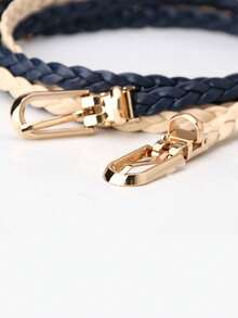 1 件編織細腰帶,帶針扣,適合女式連身裙和西裝