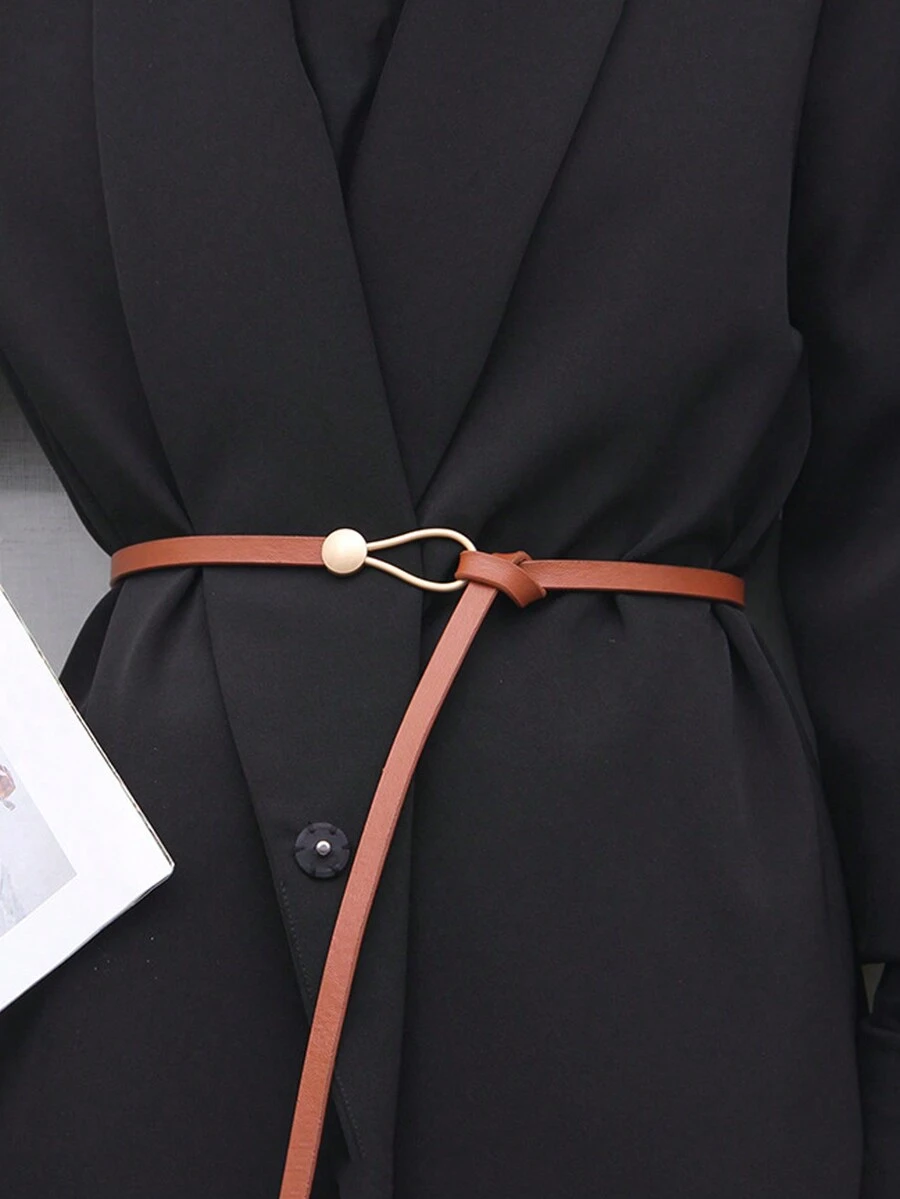1條簡約裝飾結腰帶,適用於女士外套/裙子/襯衫/毛衣,ins風格細腰帶