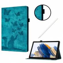 sosofi 1 Miếng Retro Loại bướm Thiết kế mèo TPU Bội thu Vỏ bảo vệ Với chất liệu da PU Che phủ Cho máy tính bảng , Tương thích với - Màu xanh lam - Xem 11