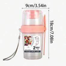 1個沙拉杯,沙拉攪拌杯,塑料健康沙拉容器,叉子,沙拉醬汁瓶,野餐,午餐,早餐沙拉杯,帶蓋的便攜式室外沙拉杯