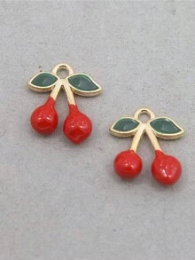 10 件套時尚可愛配件,包括水果形滴油合金櫻桃、蘋果、葡萄、鳳梨耳環、手鍊、鑰匙圈和小吊墜、女士珠寶套裝 - 彩色 - 查看 3