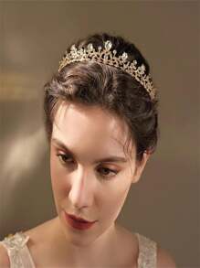 新娘婚禮禮服/旅遊皇冠,適用於女孩,生日/畢業禮物,派對服裝頭飾配件 - 黃色 - 查看 1