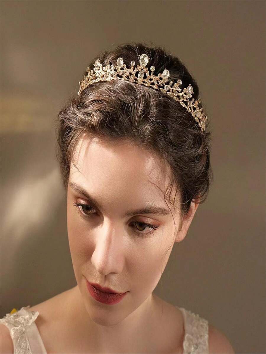 新娘婚禮禮服/旅遊皇冠,適用於女孩,生日/畢業禮物,派對服裝頭飾配件 - 黃色 - 查看 1