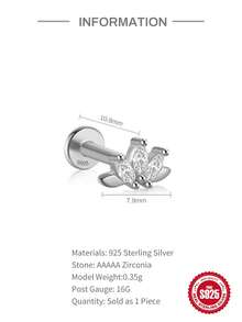 1只925純銀冠形耳釘、18k鍍層、時尚珠寶耳環、適用於結婚紀念日萬聖節等場合 - 銀色 - 查看 2