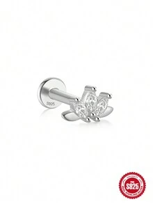 1只925純銀冠形耳釘、18k鍍層、時尚珠寶耳環、適用於結婚紀念日萬聖節等場合 - 銀色 - 查看 4